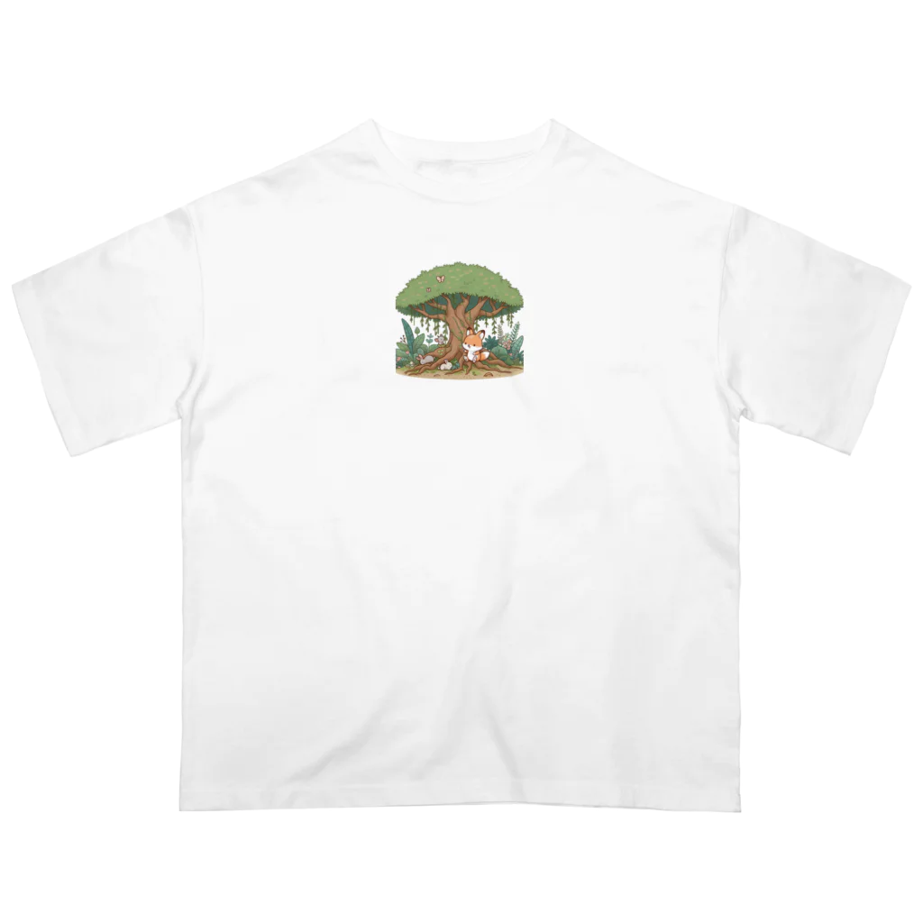 星パンダショップのガジュマルとキツネと森の仲間たち オーバーサイズTシャツ