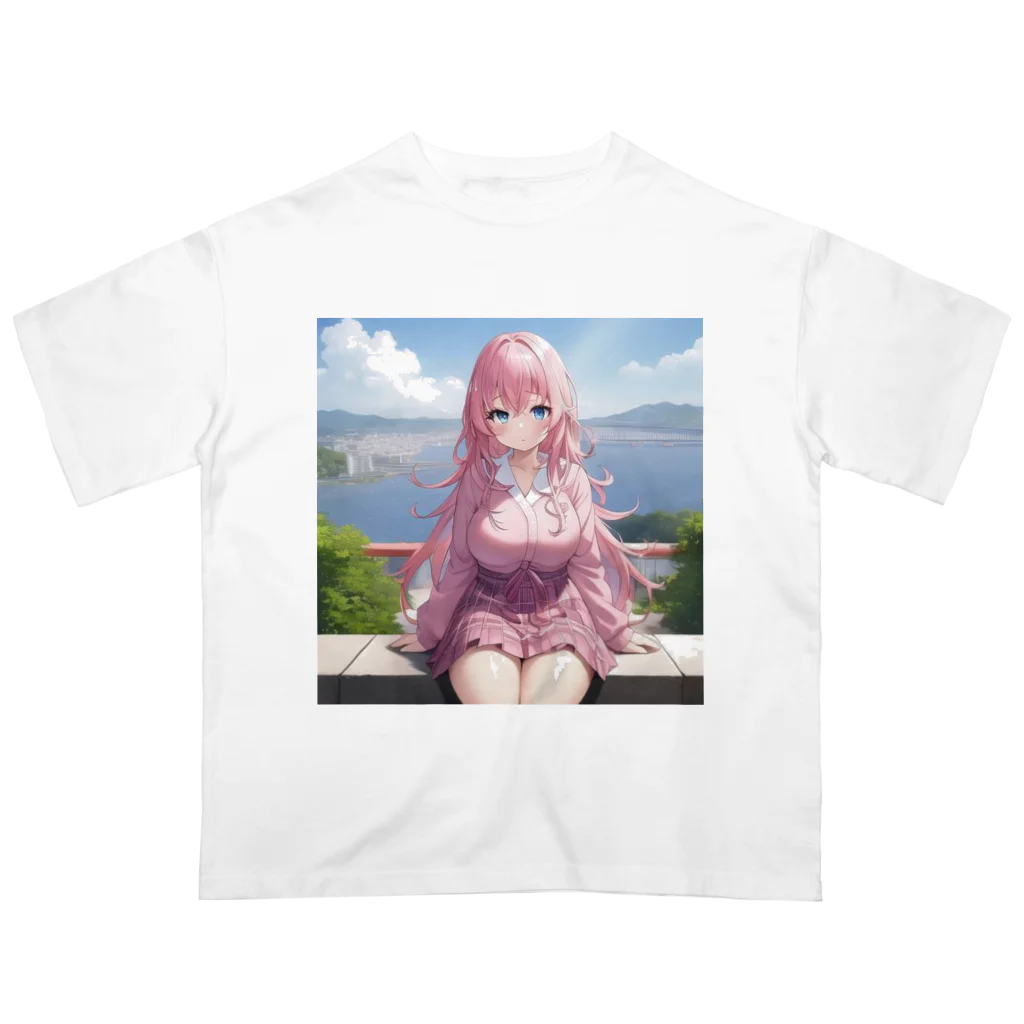 ゆう(AIイラスト)の旅行で記念写真 Oversized T-Shirt