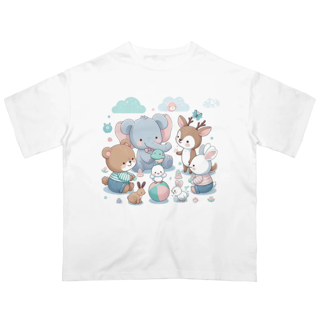 Cute! Salesの森の動物たち Oversized T-Shirt