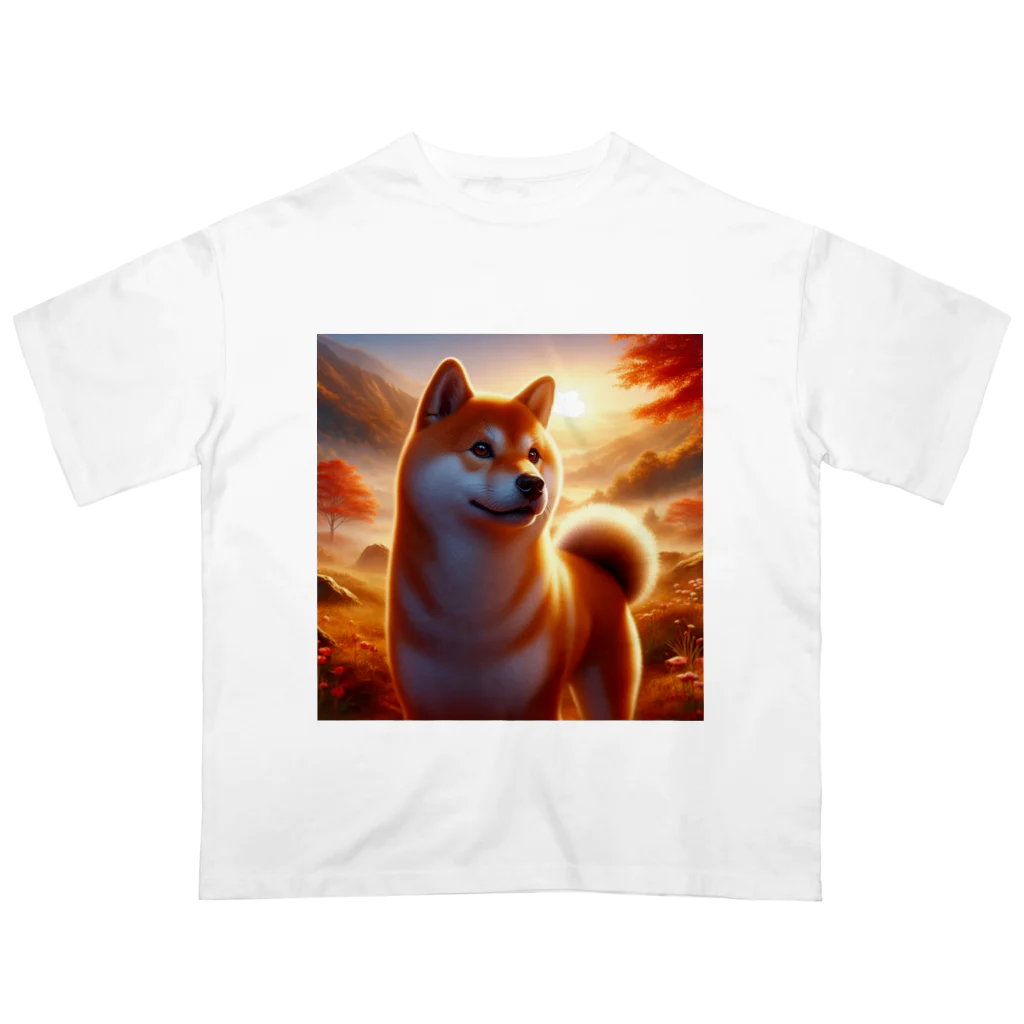 ANTARESの夕方の黄昏　柴犬 オーバーサイズTシャツ