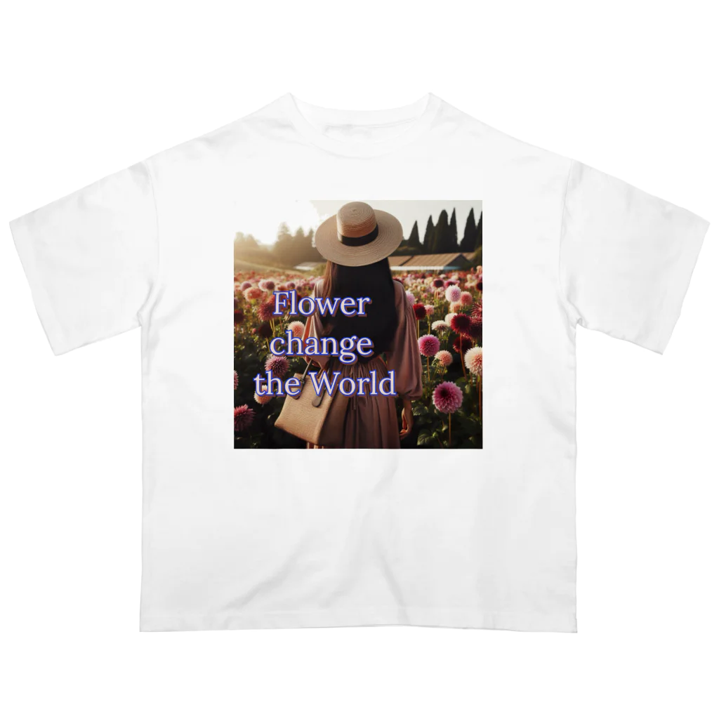 Flower-change-the_WorldのFlower  change the World オーバーサイズTシャツ