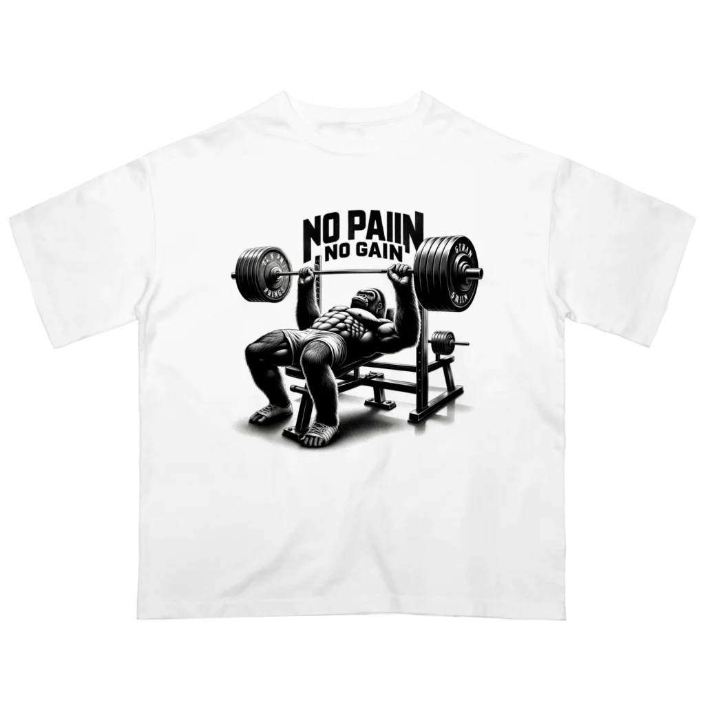 BlueOcean987のNO PAIN NO GAIN ゴリラベンチプレス オーバーサイズTシャツ