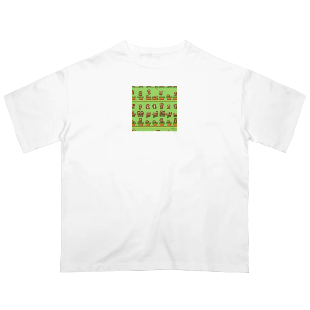 yuhi04のフルーツバーを食べる猿 オーバーサイズTシャツ