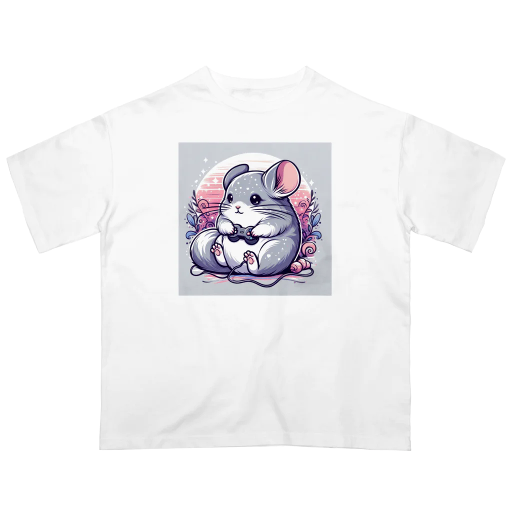 もふっとチンチラ🐭のゲーマーチンチラ オーバーサイズTシャツ