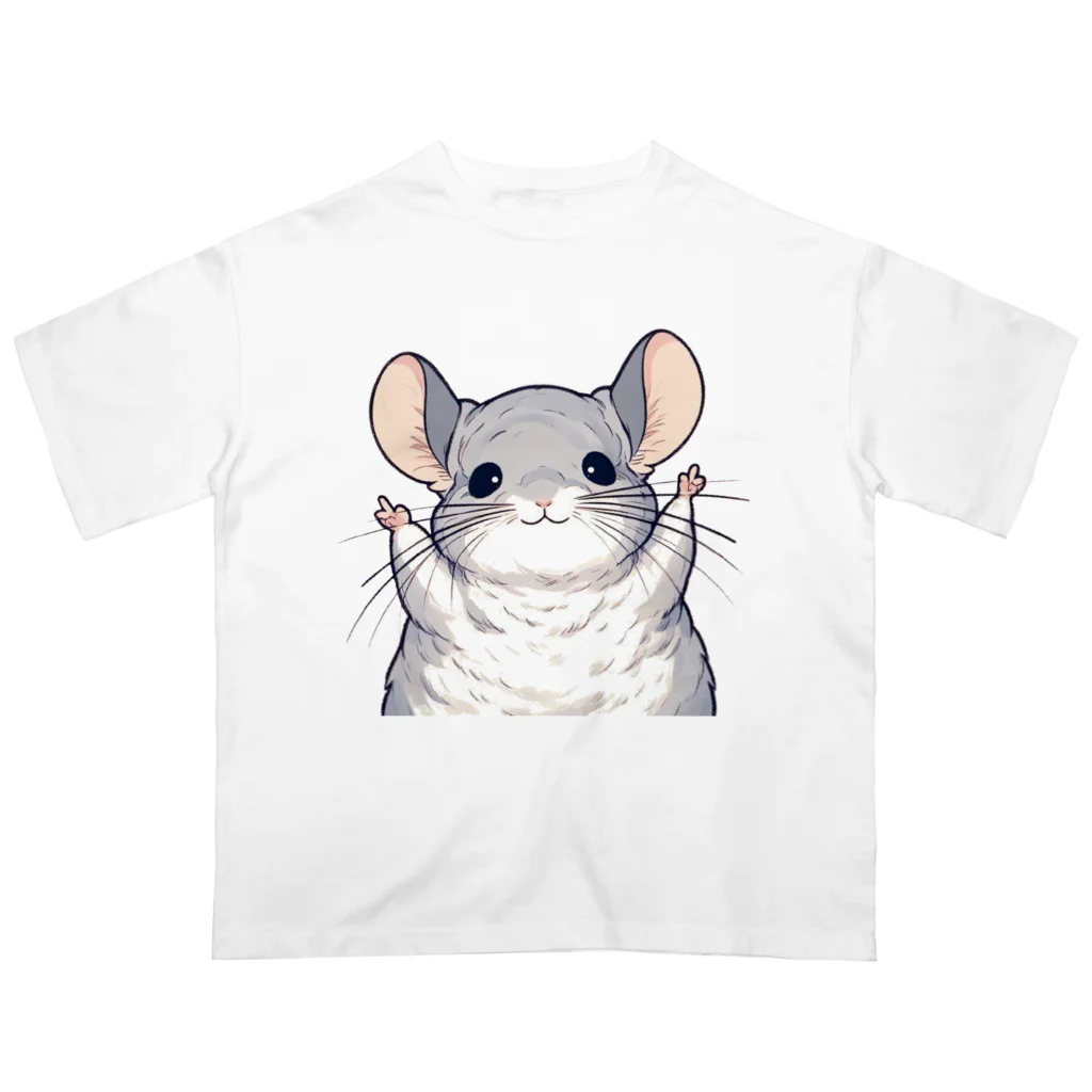 もふっとチンチラ🐭のばんざいチンチラ オーバーサイズTシャツ