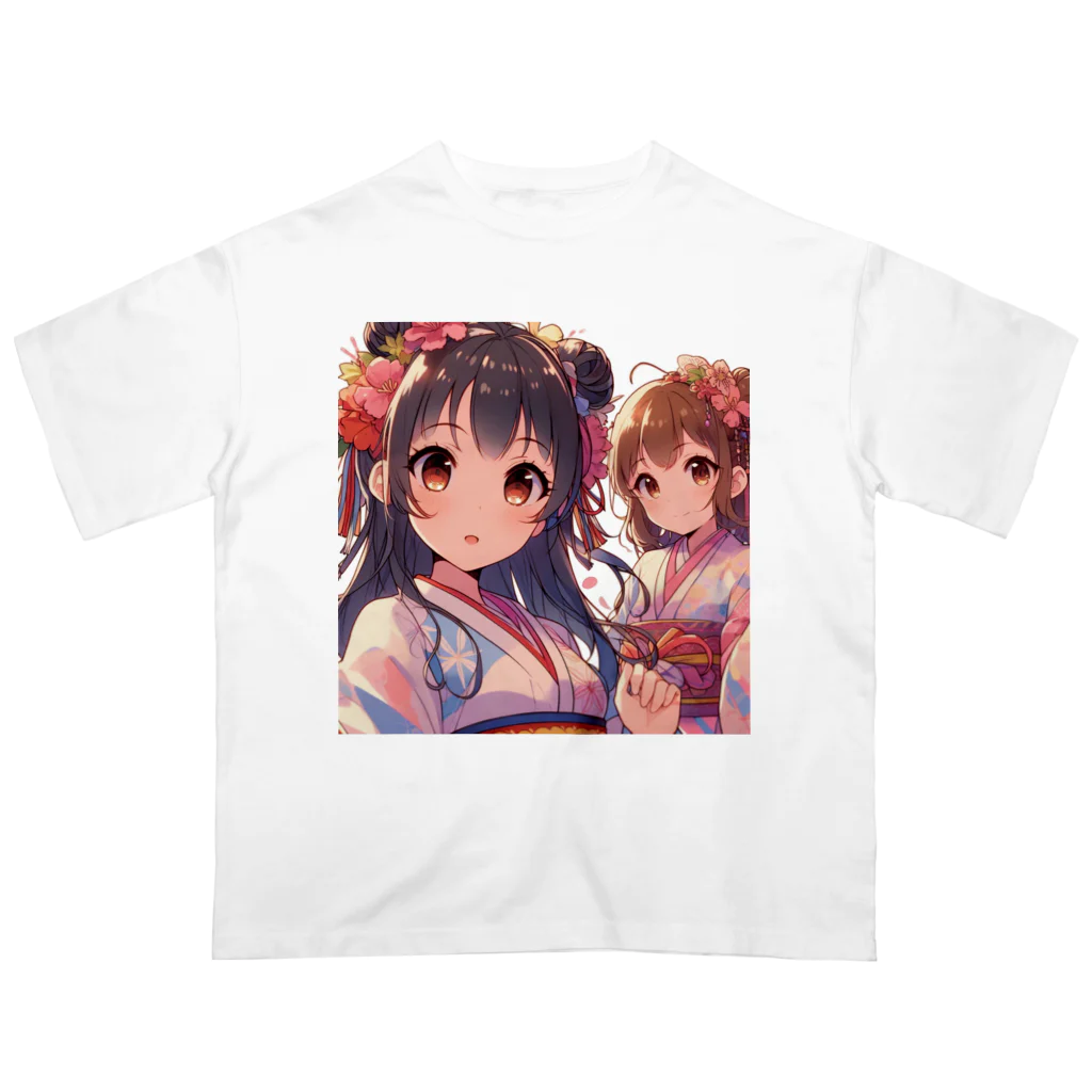 推しの美少女とアイドルの和服が似合う美人姉妹 Oversized T-Shirt