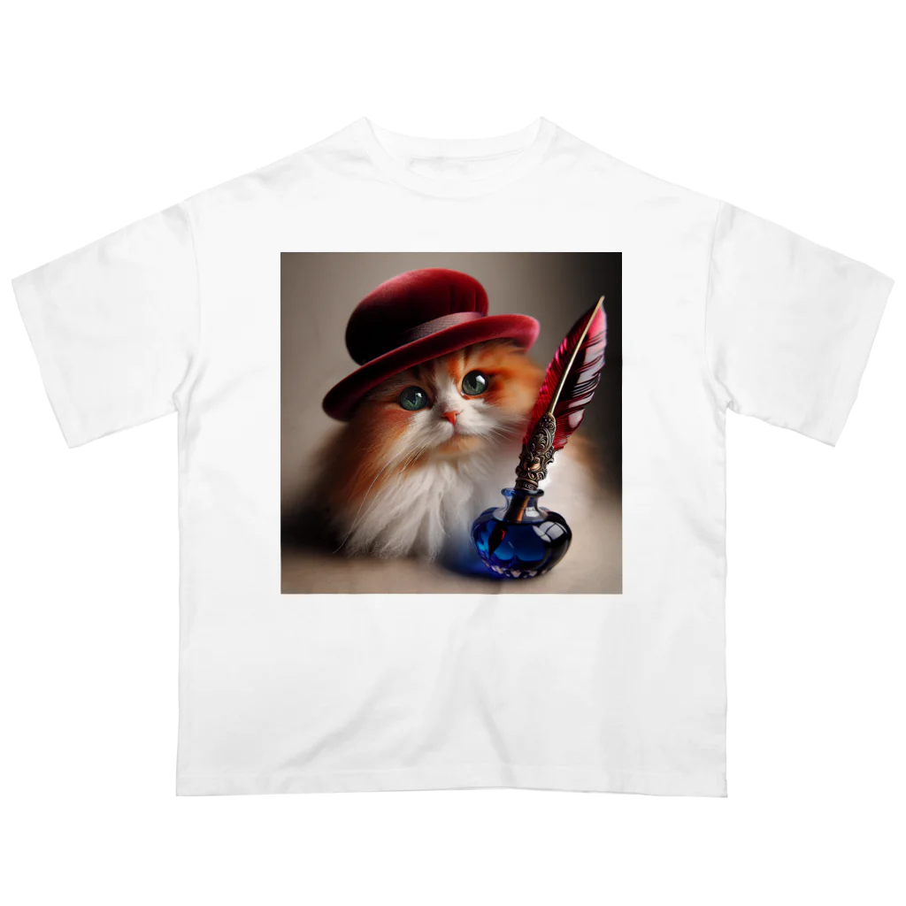 neko_shopの羽ペン猫作家 Oversized T-Shirt