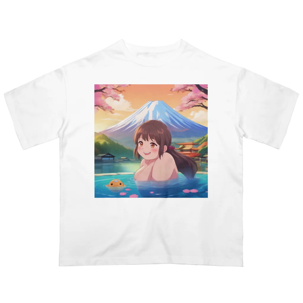 west97の富士山絶景にある露天風呂のかわいい女の子 オーバーサイズTシャツ