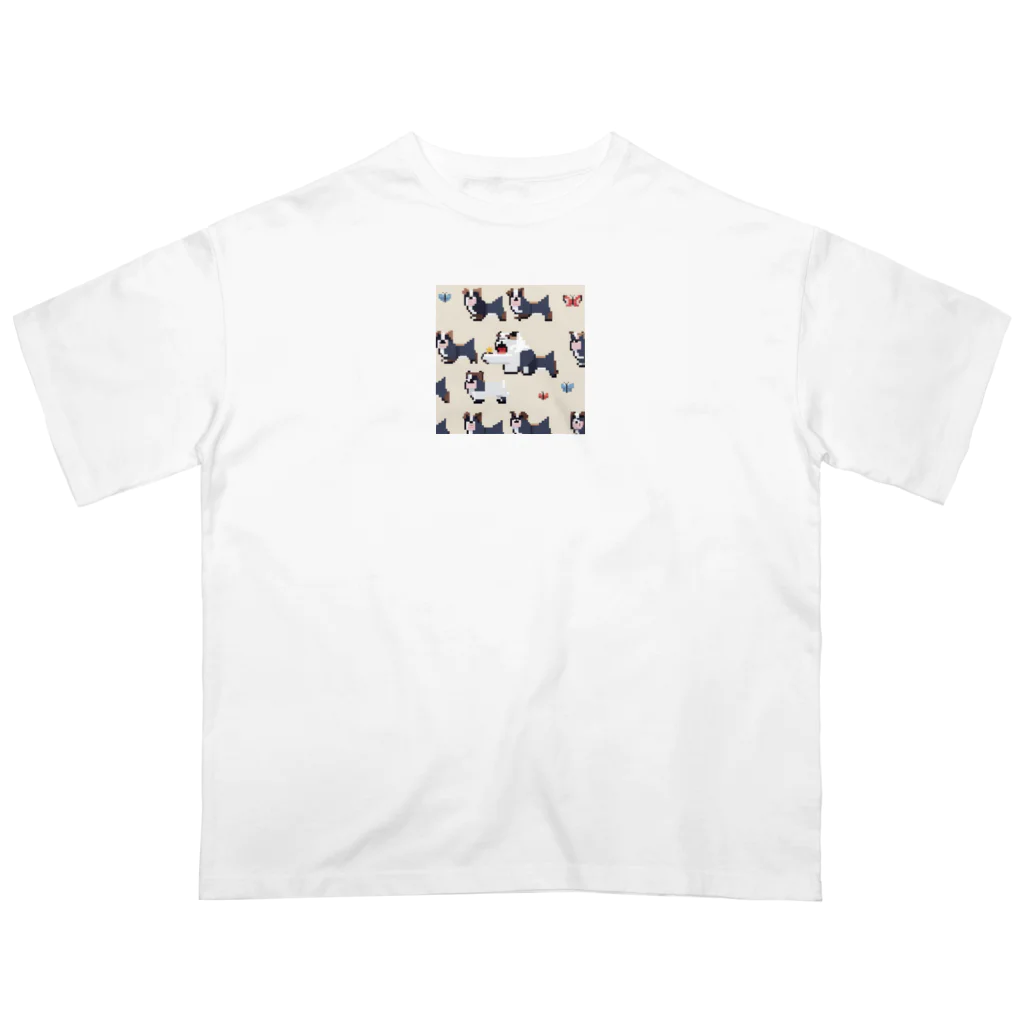 barisukaの蝶々を追いかけるブルドッグ Oversized T-Shirt