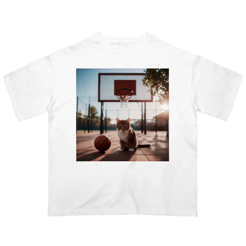 にゃんまる堂のバスケ猫 Oversized T-Shirt