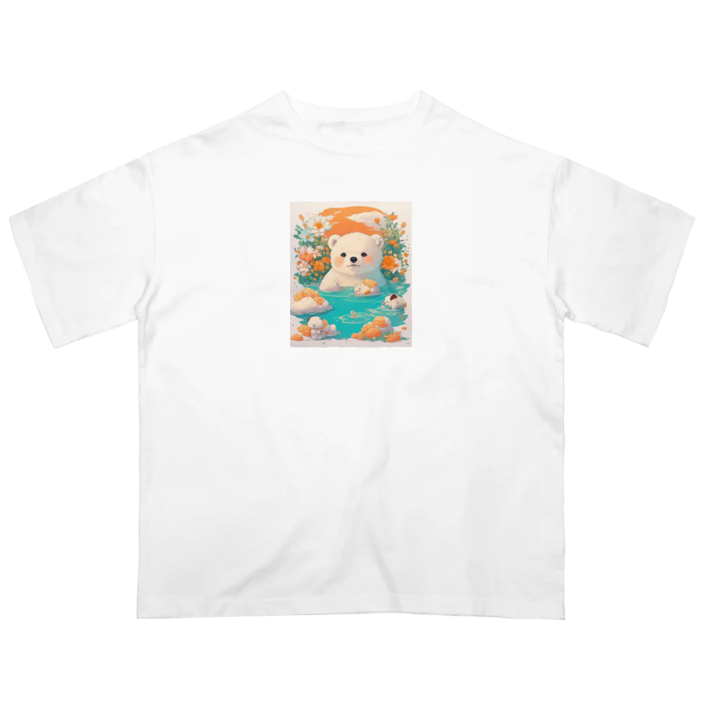 りんりんの可愛いシロクマちゃんショップ　かわいいよ！のふわふわなキャラクター、シロクマちゃんが登場！ オーバーサイズTシャツ