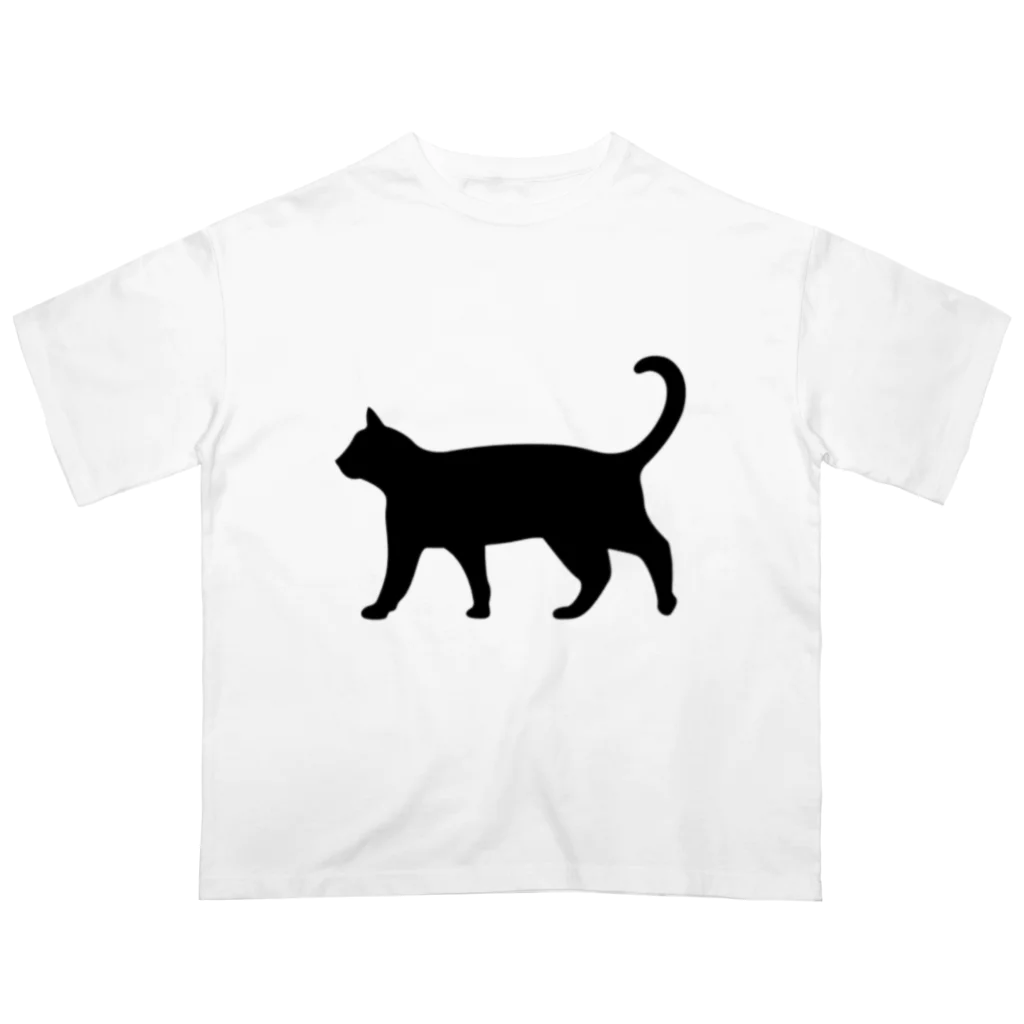 Teatime ティータイムの黒猫は見ていた　ねこ Oversized T-Shirt