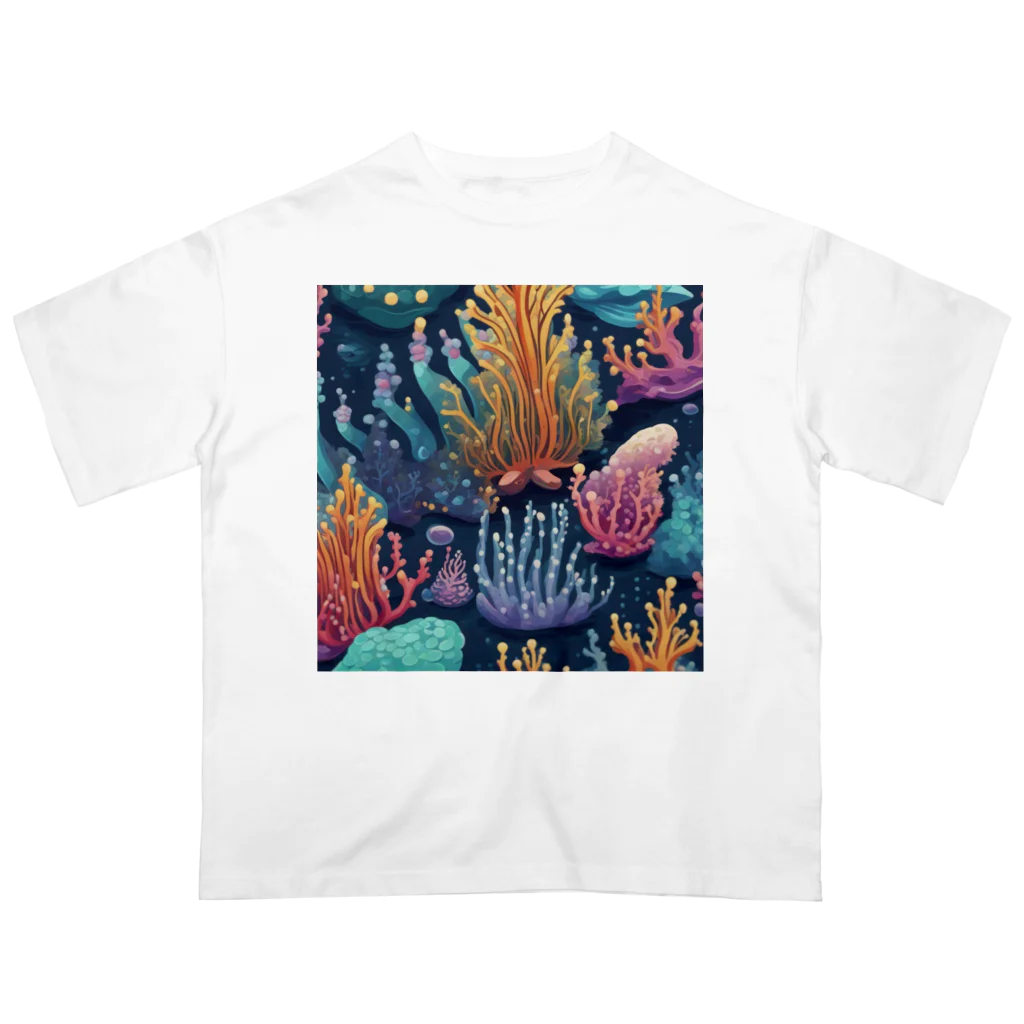 yuking0825の海を彩るコーラル オーバーサイズTシャツ