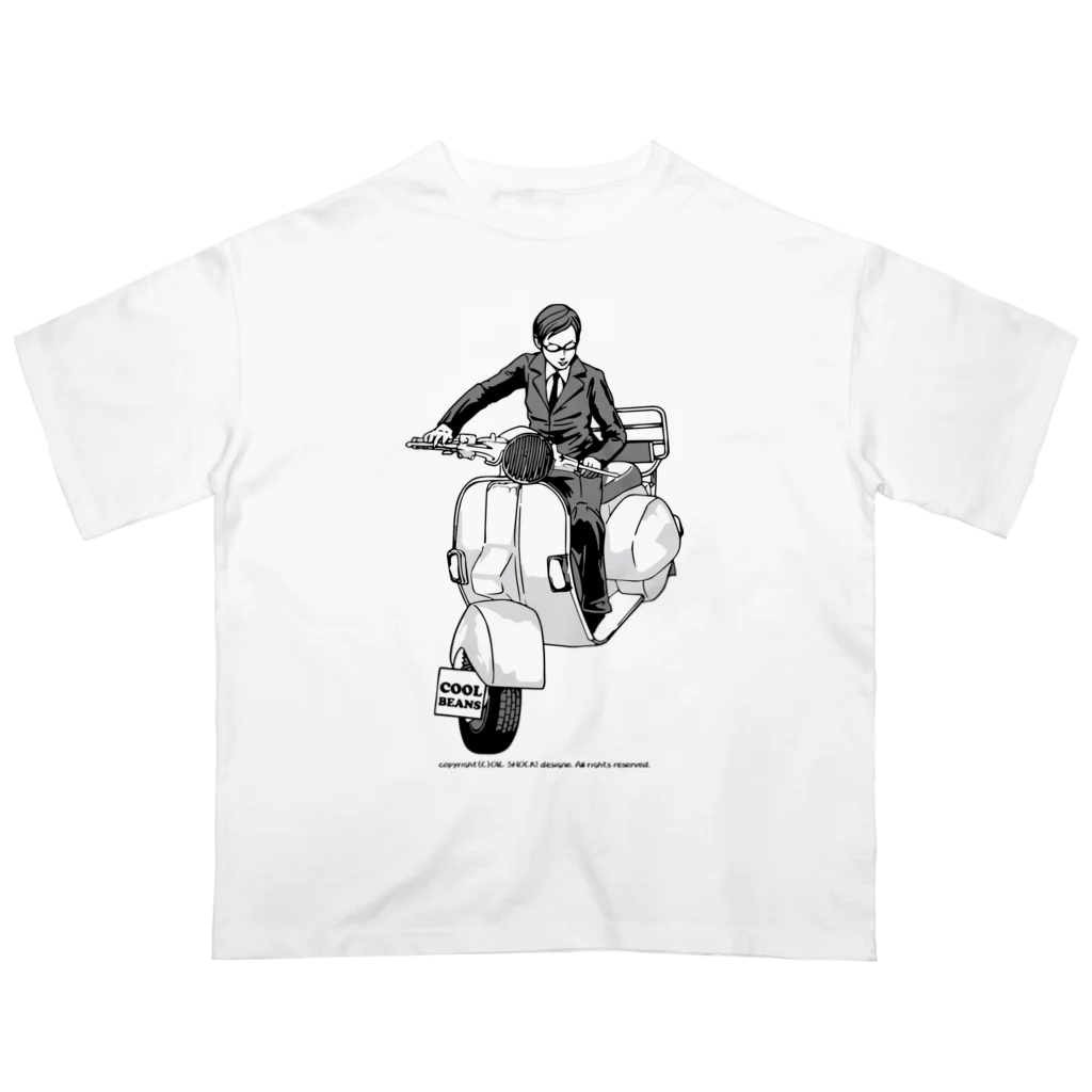 ファンシーTシャツ屋のクラシックスクーターに乗る男性 Oversized T-Shirt