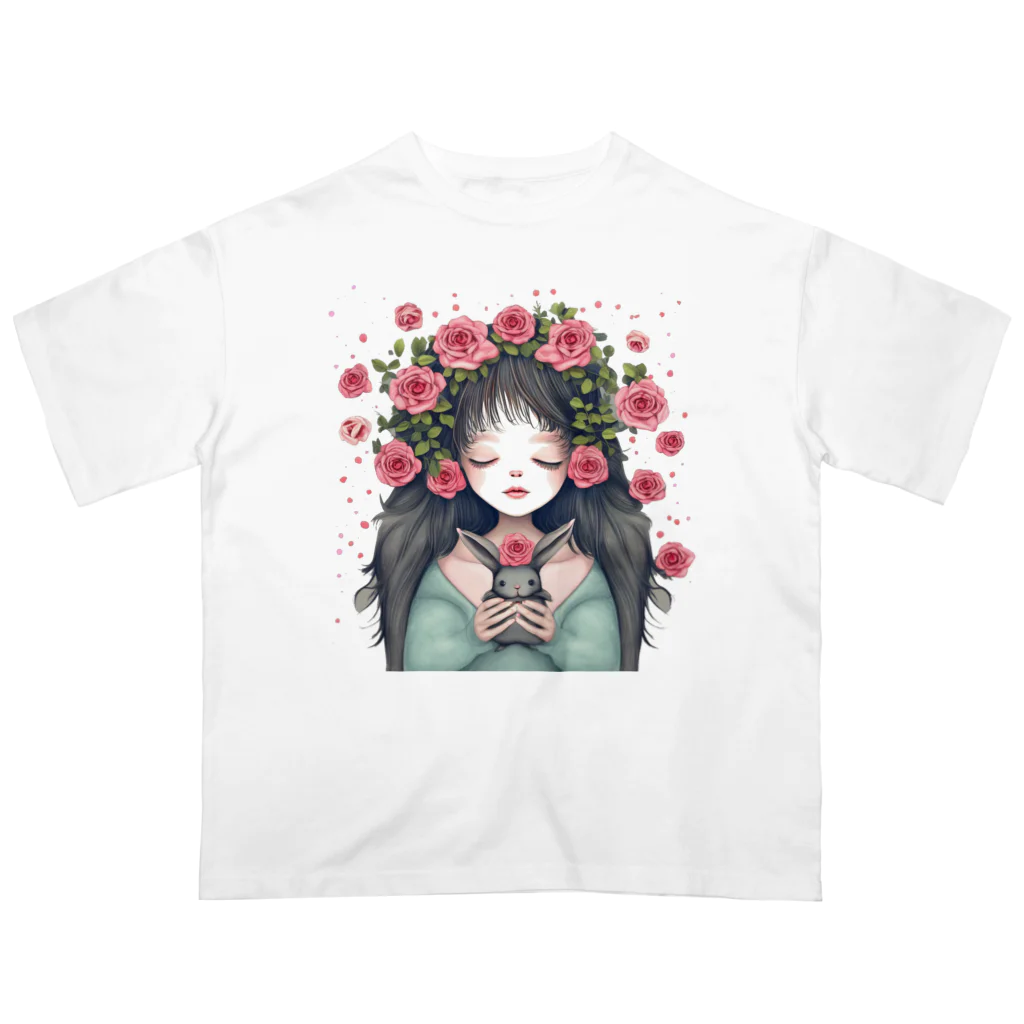 momosoramiaの少女とウサギの薔薇物語 オーバーサイズTシャツ