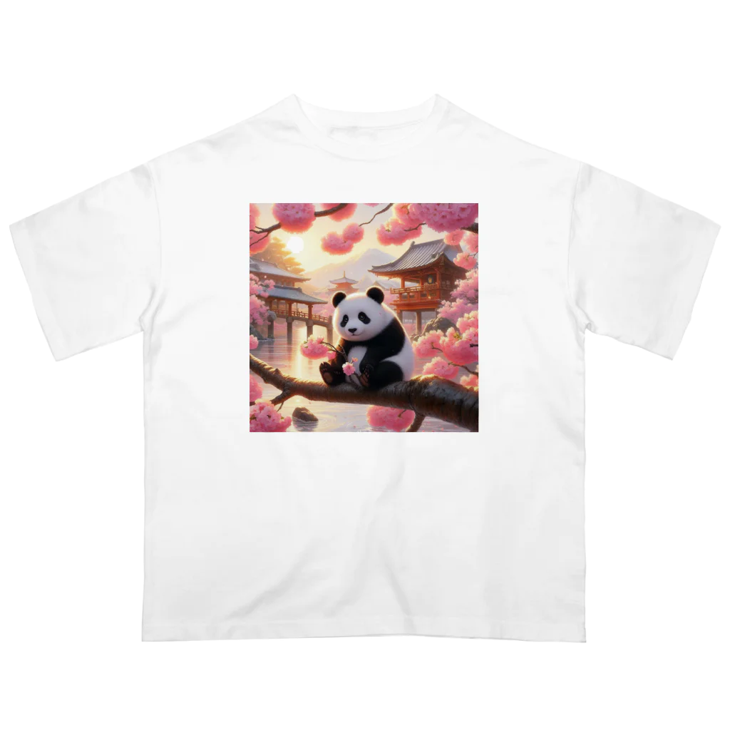 pandaloveの桜とぱんだ３ オーバーサイズTシャツ