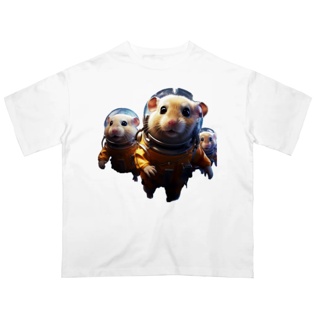 AQUAMETAVERSEの宇宙服を着た冒険家のハムスター Marsa 106 Oversized T-Shirt