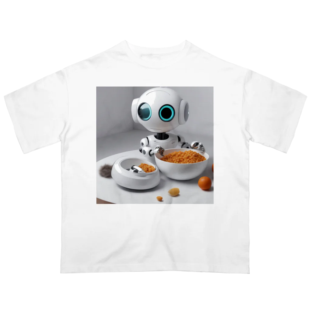 d-design-labのごはん食べてるロボ オーバーサイズTシャツ