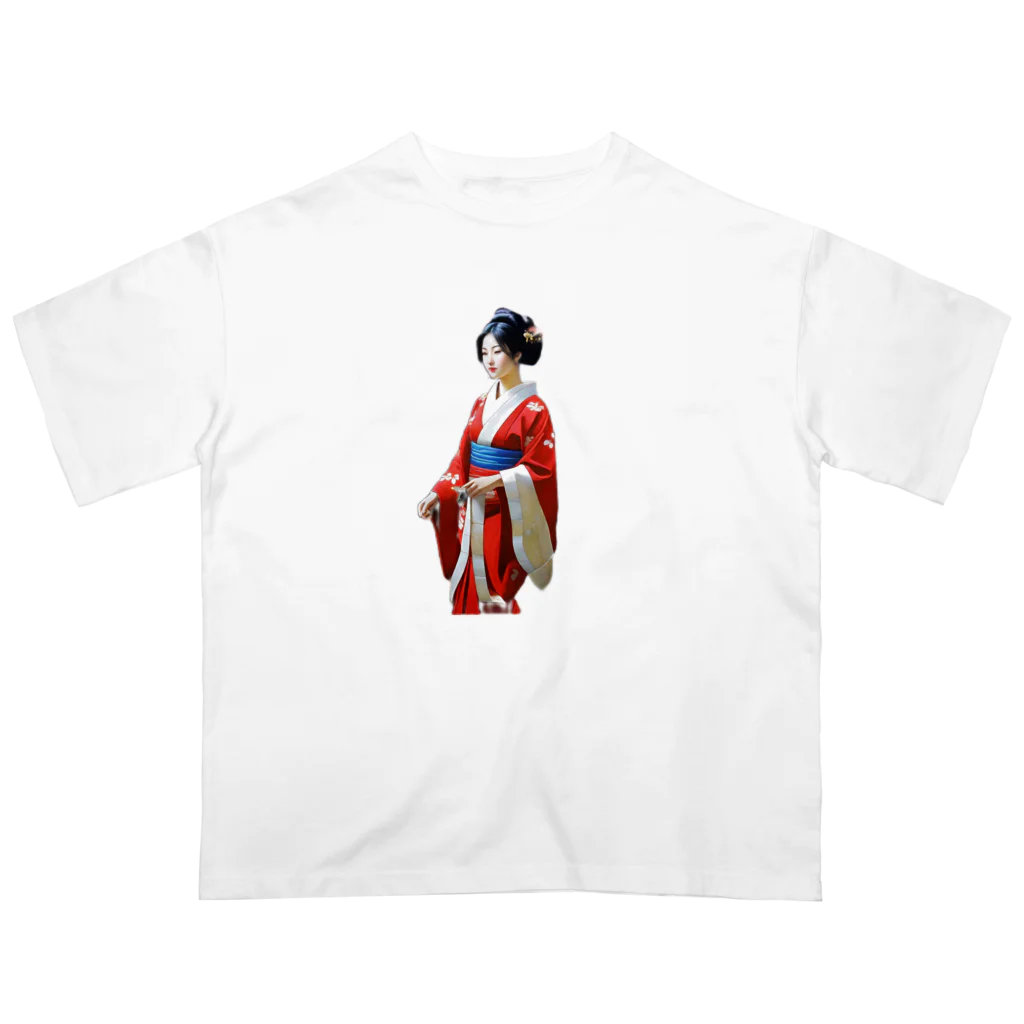 星川工房の着物の女性 Oversized T-Shirt