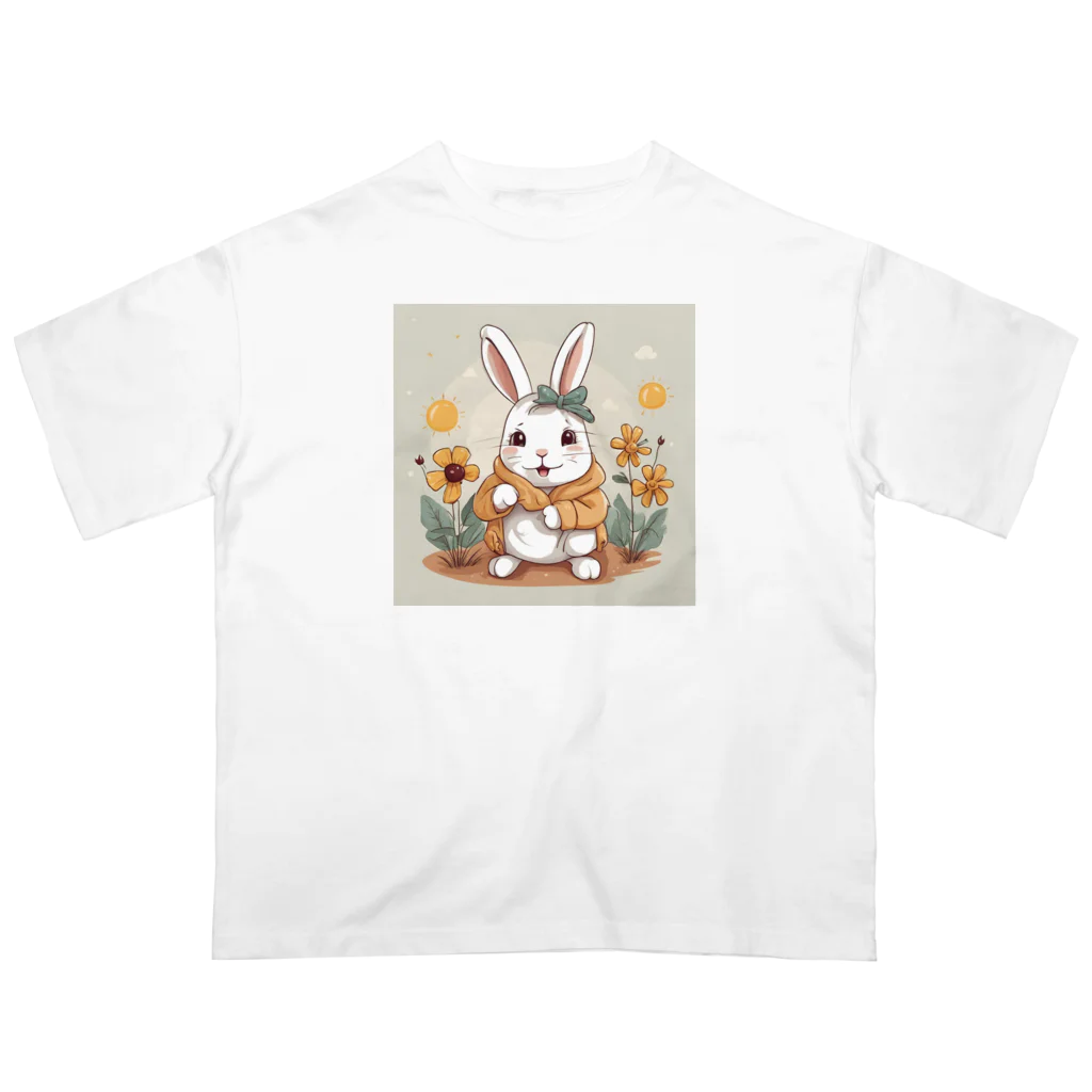 ぷっくりショップの耳が可愛いうさぎちゃん オーバーサイズTシャツ