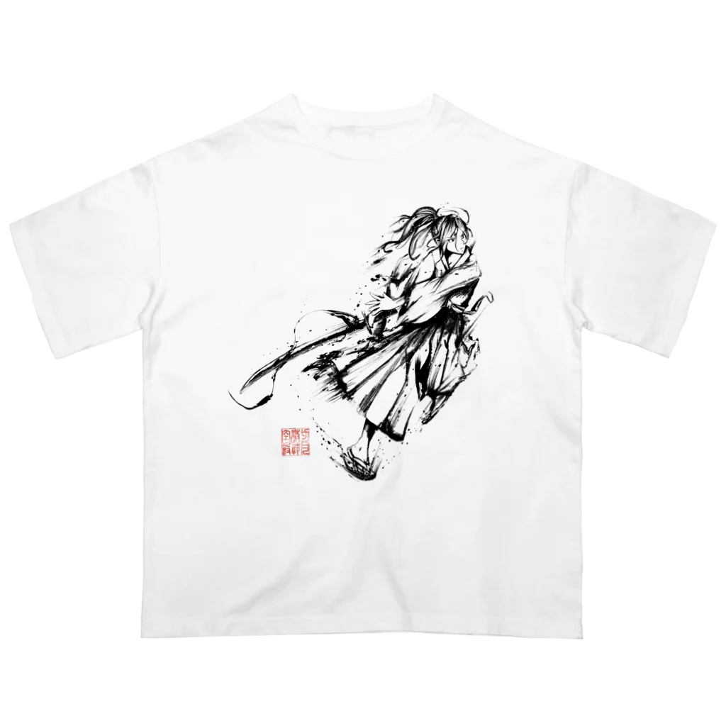 chicodeza by suzuriの墨絵の侍 オーバーサイズTシャツ