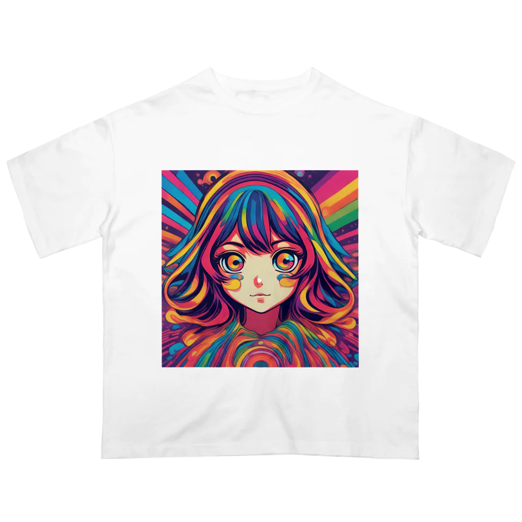 NonsenseCatのサイケ少女 Oversized T-Shirt