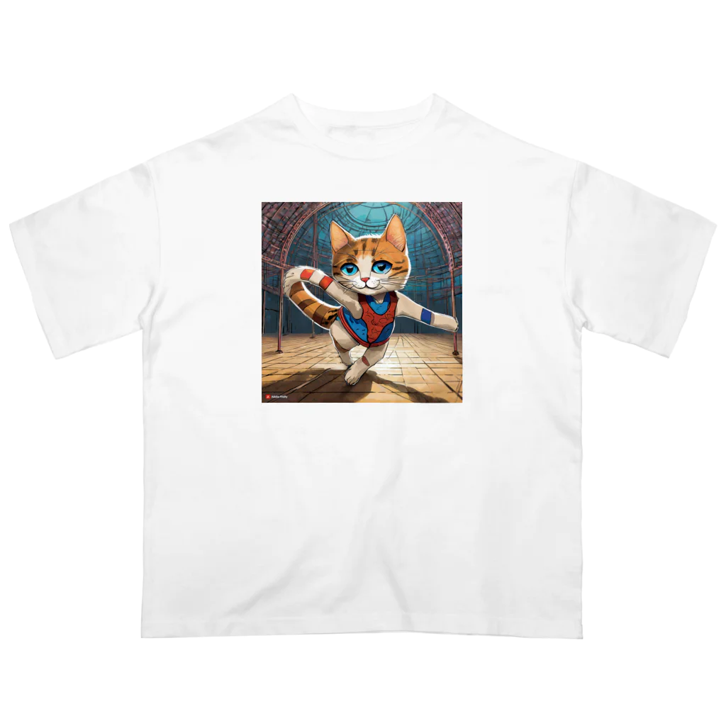 bleeの新体操する猫 オーバーサイズTシャツ