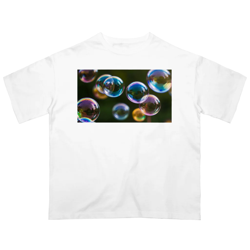 AQUAMETAVERSEの大小の輝くシャボン玉　BLUE PLUM  691 オーバーサイズTシャツ