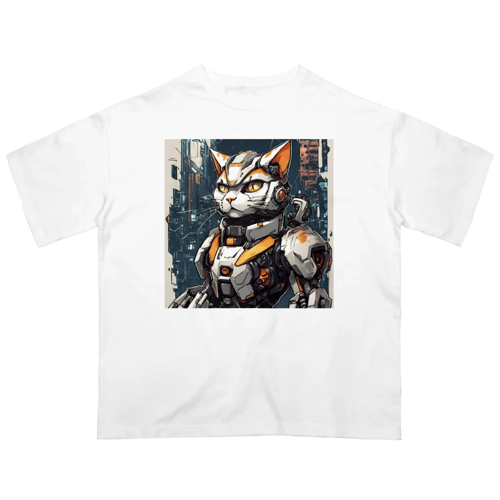 STRANGE-CATのSTRANGE-CAT メカ猫２ オーバーサイズTシャツ