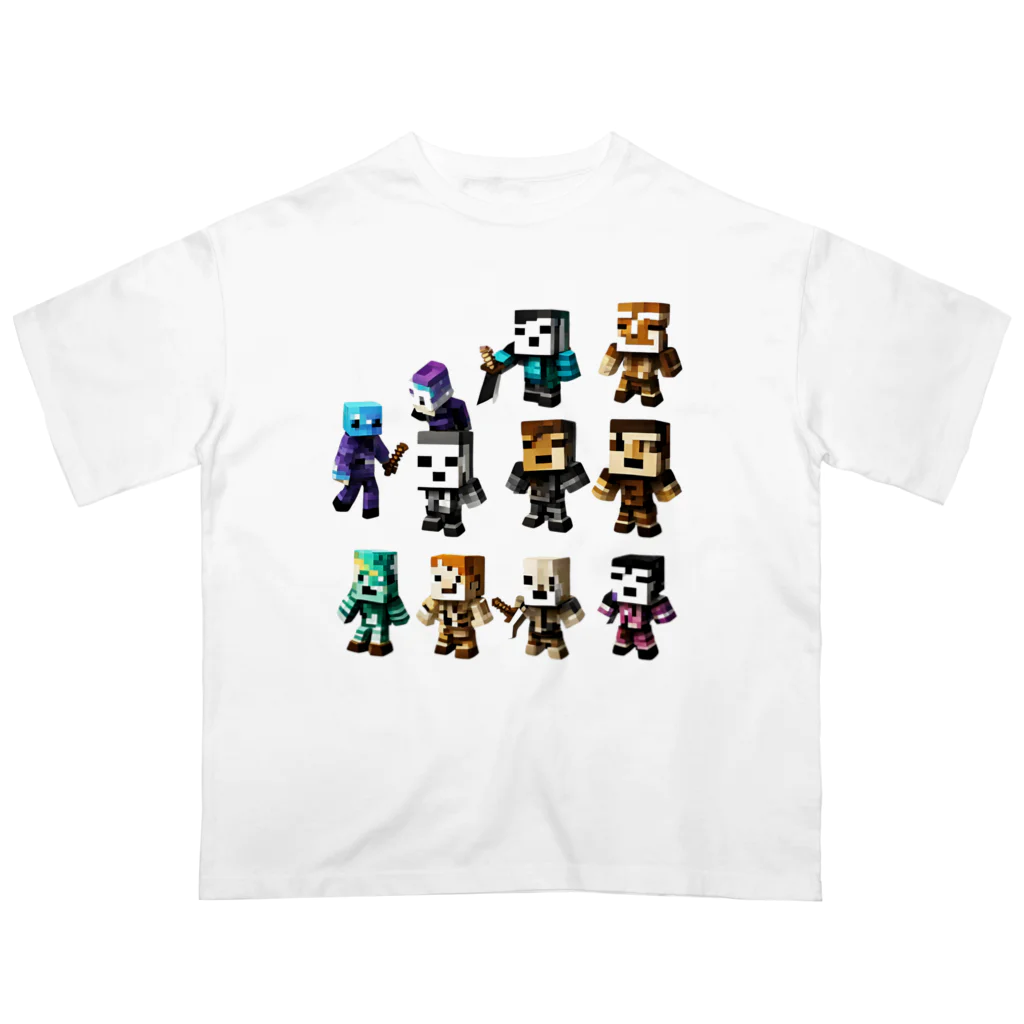 “FIRE STAR” 8-bit cube studioのドットMOB D-01 Oversized T-Shirt