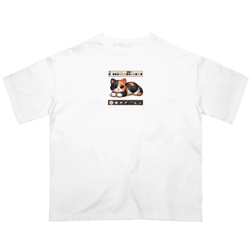 NEKOMARUDOUの三毛猫ペイント Oversized T-Shirt