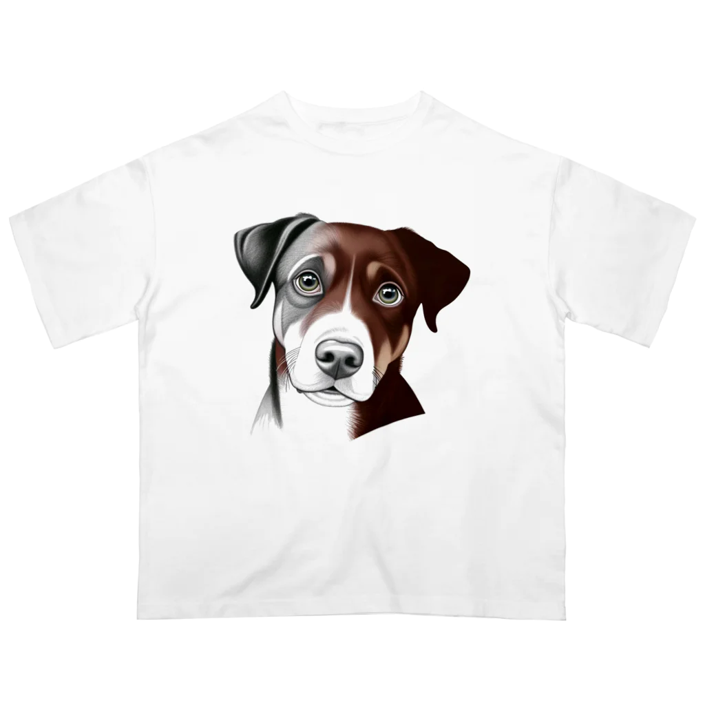 Ama'sのじっと見つめる犬さん オーバーサイズTシャツ