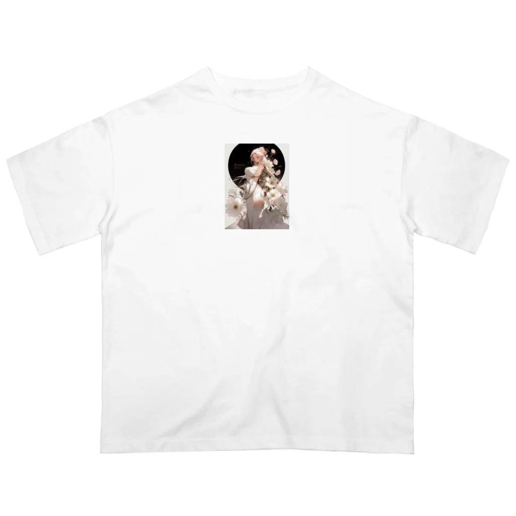 AQUAMETAVERSEの女性と白い花　なでしこ1478 オーバーサイズTシャツ