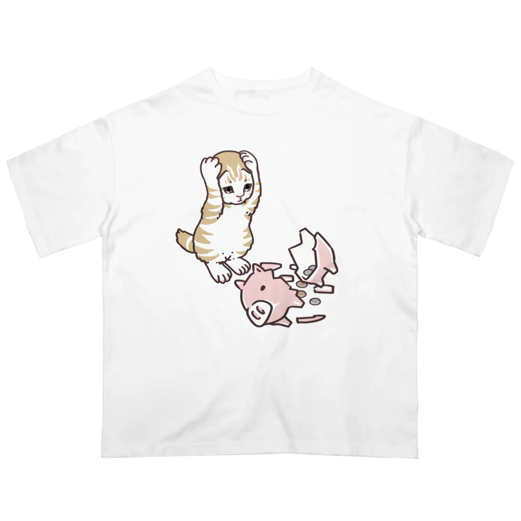 nya-mew（ニャーミュー）のやっちまったニャーちゃん Oversized T-Shirt