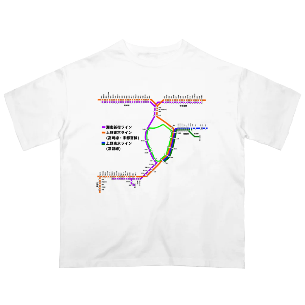 柏洋堂の湘南新宿ライン・上野東京ライン  路線図 Oversized T-Shirt