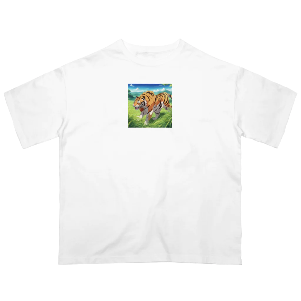 dora-6の草原を歩いている虎 オーバーサイズTシャツ