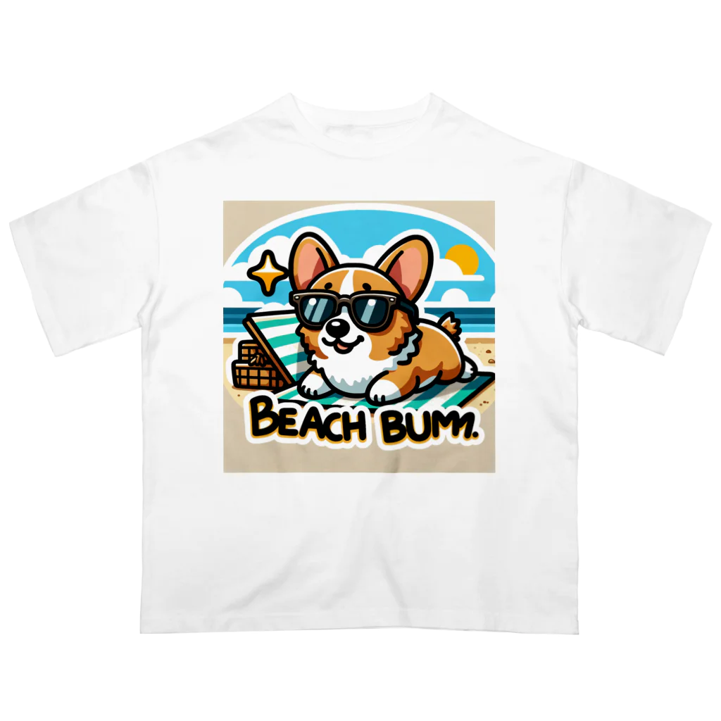 keikei5の夏のおしゃれ大作戦！ピーチカラーの柴犬 オーバーサイズTシャツ