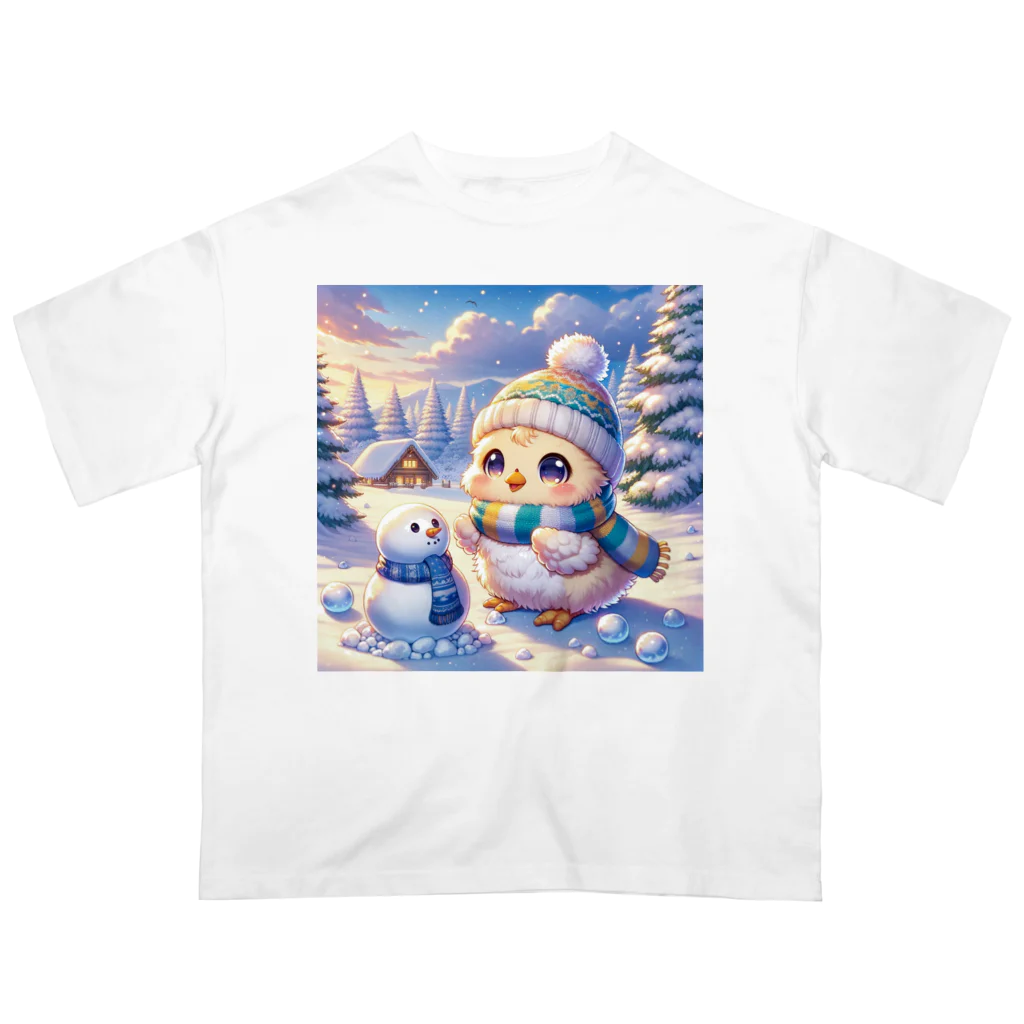 きっとカワイイ何でも図鑑の雪国のひよこ Oversized T-Shirt