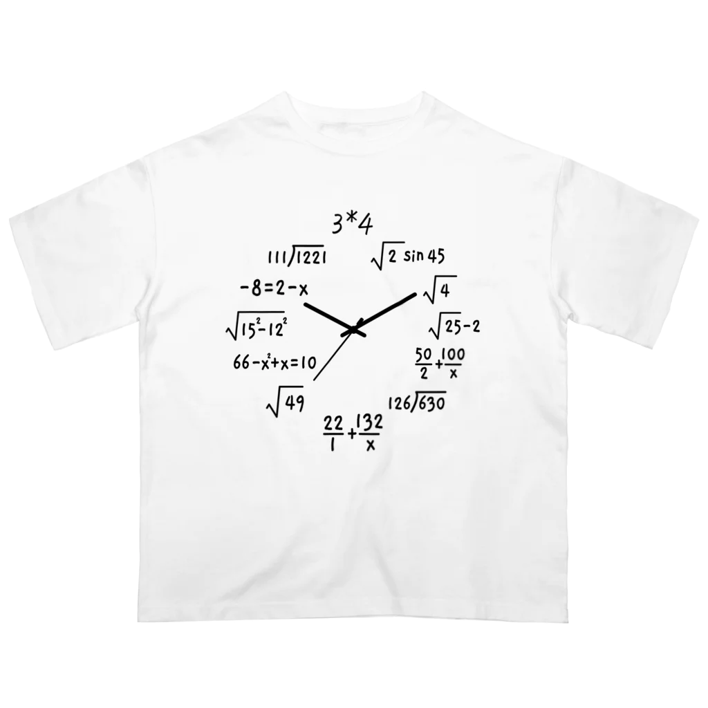 オノマトピアの数学時計（理系デザイン） オーバーサイズTシャツ