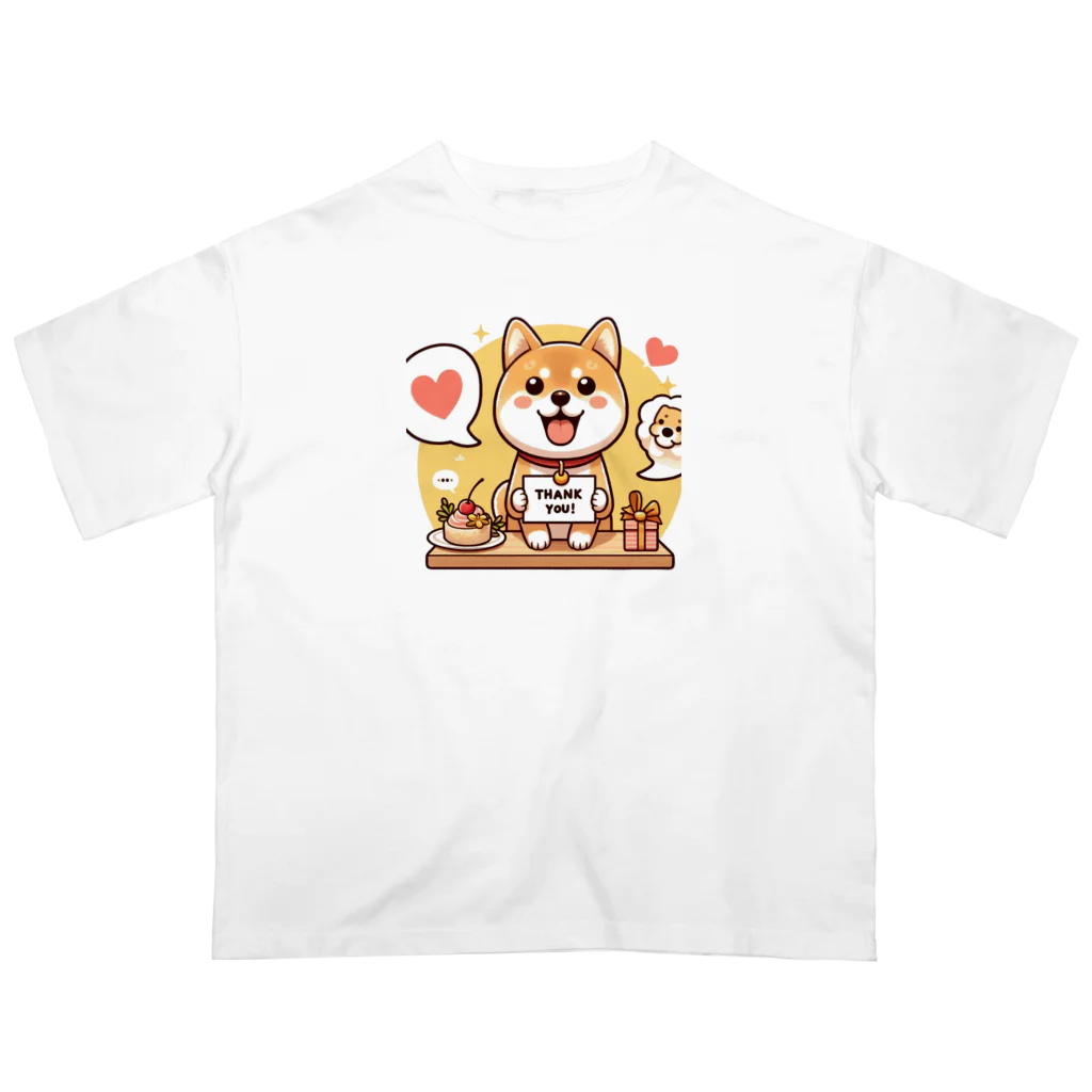 メアリーの可愛らしい表情の柴犬が感謝の気持ちを込めて Oversized T-Shirt