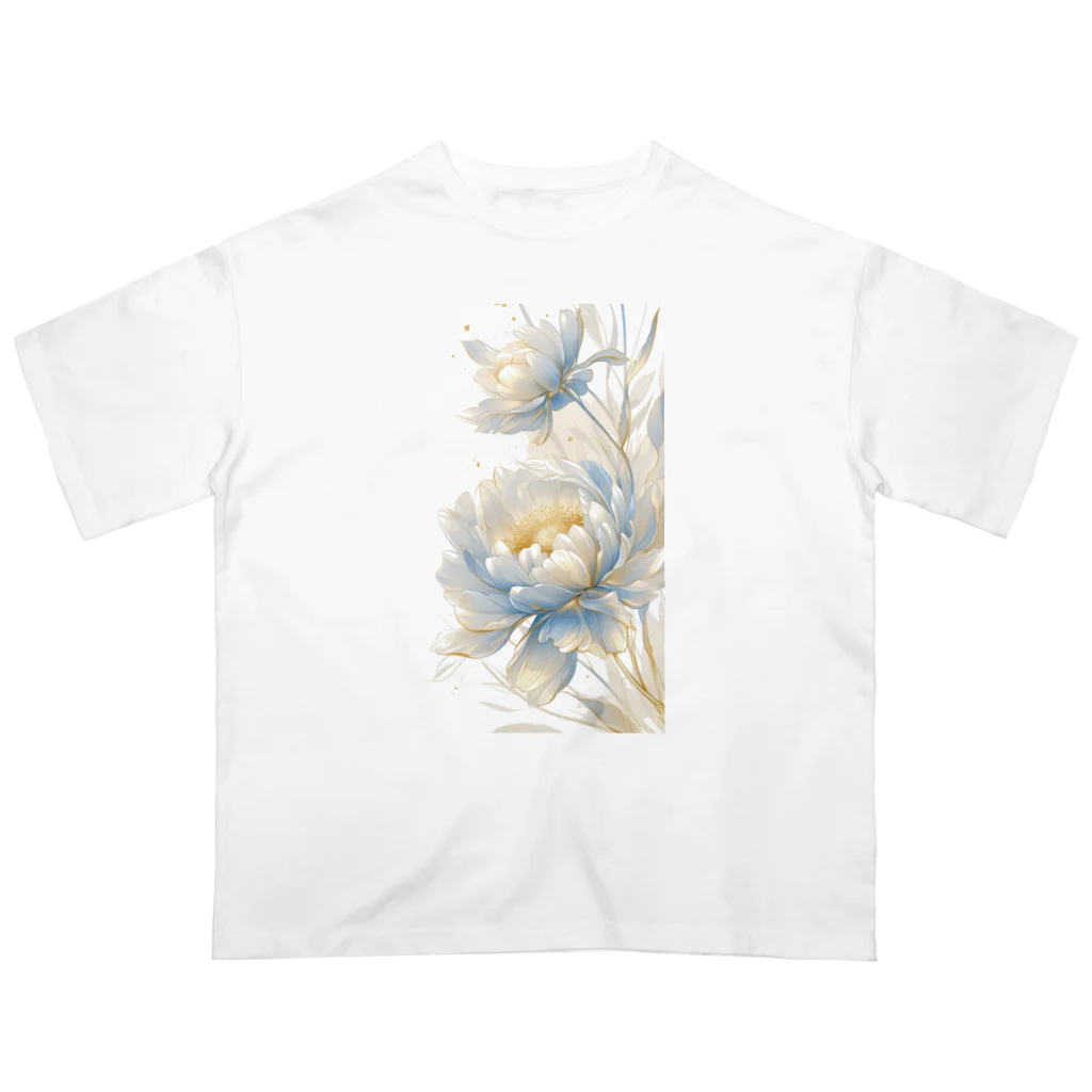 cute styleのLucky Flower Silver Blue Oversized T-Shirt