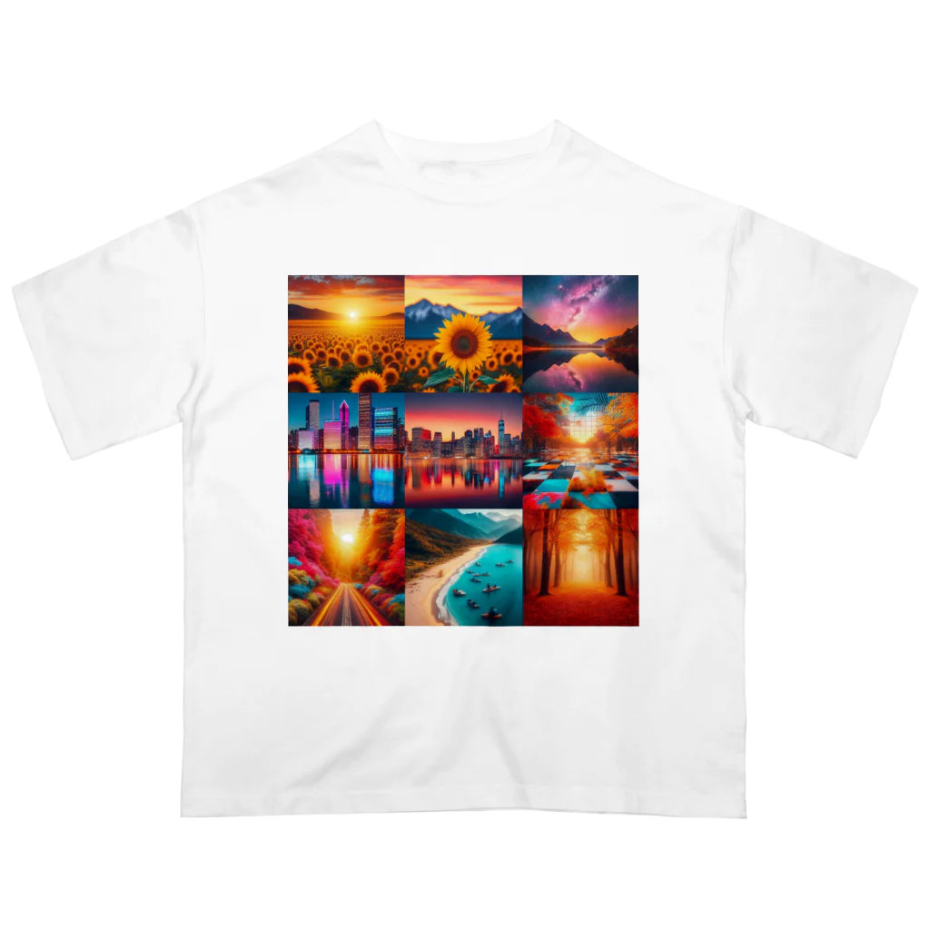 HAPPYTimeのカラフル背景 オーバーサイズTシャツ