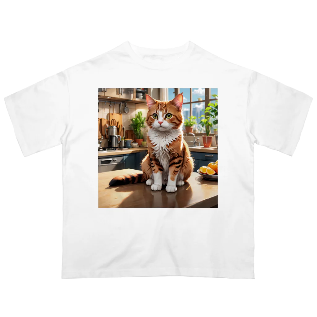 にゃんぼショップ🐈のごはんまちにゃんこ Oversized T-Shirt