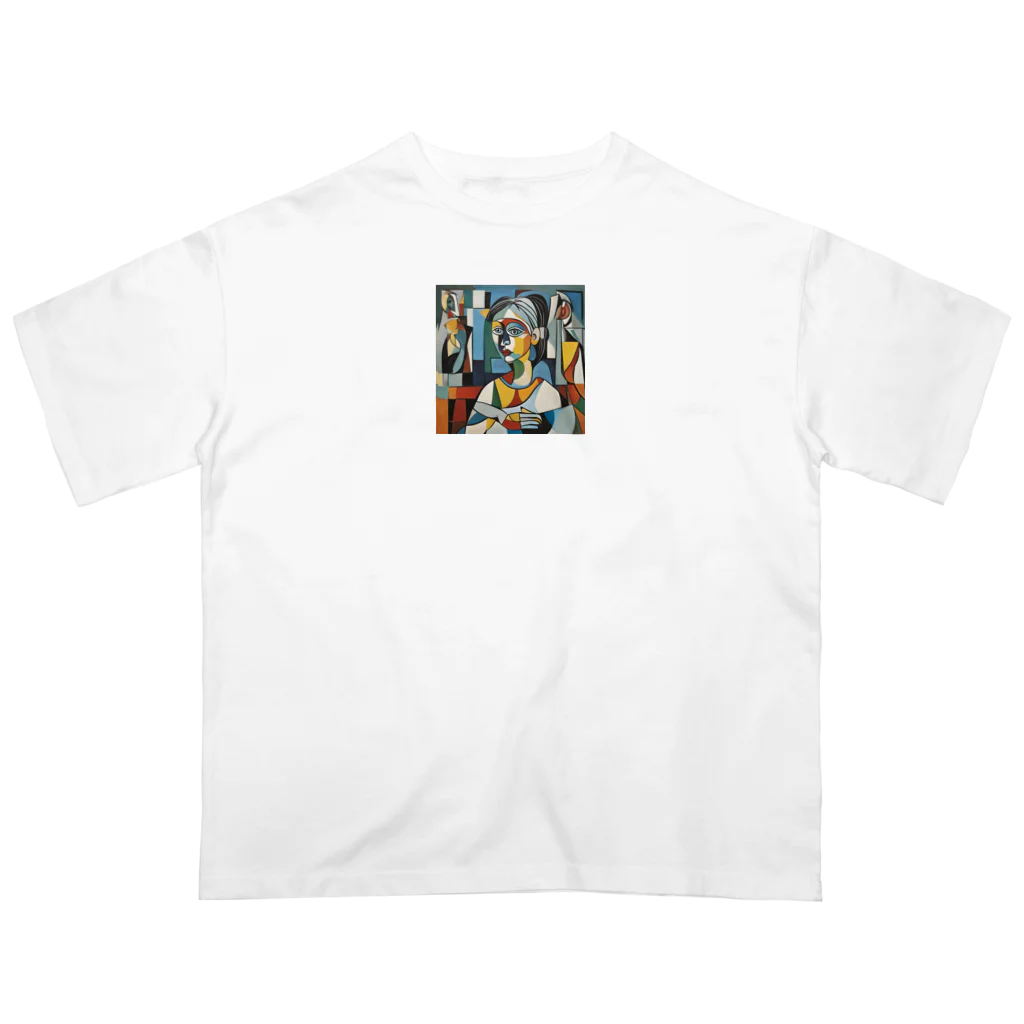 レトロゲームイラストのピカソ風芸術的アートグッズ Oversized T-Shirt