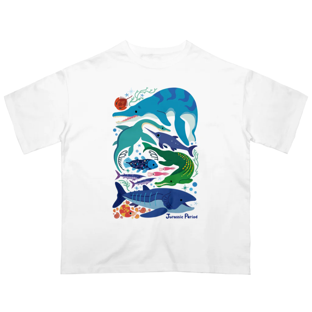 みなとまち層のジュラ紀の海のいきもの オーバーサイズTシャツ