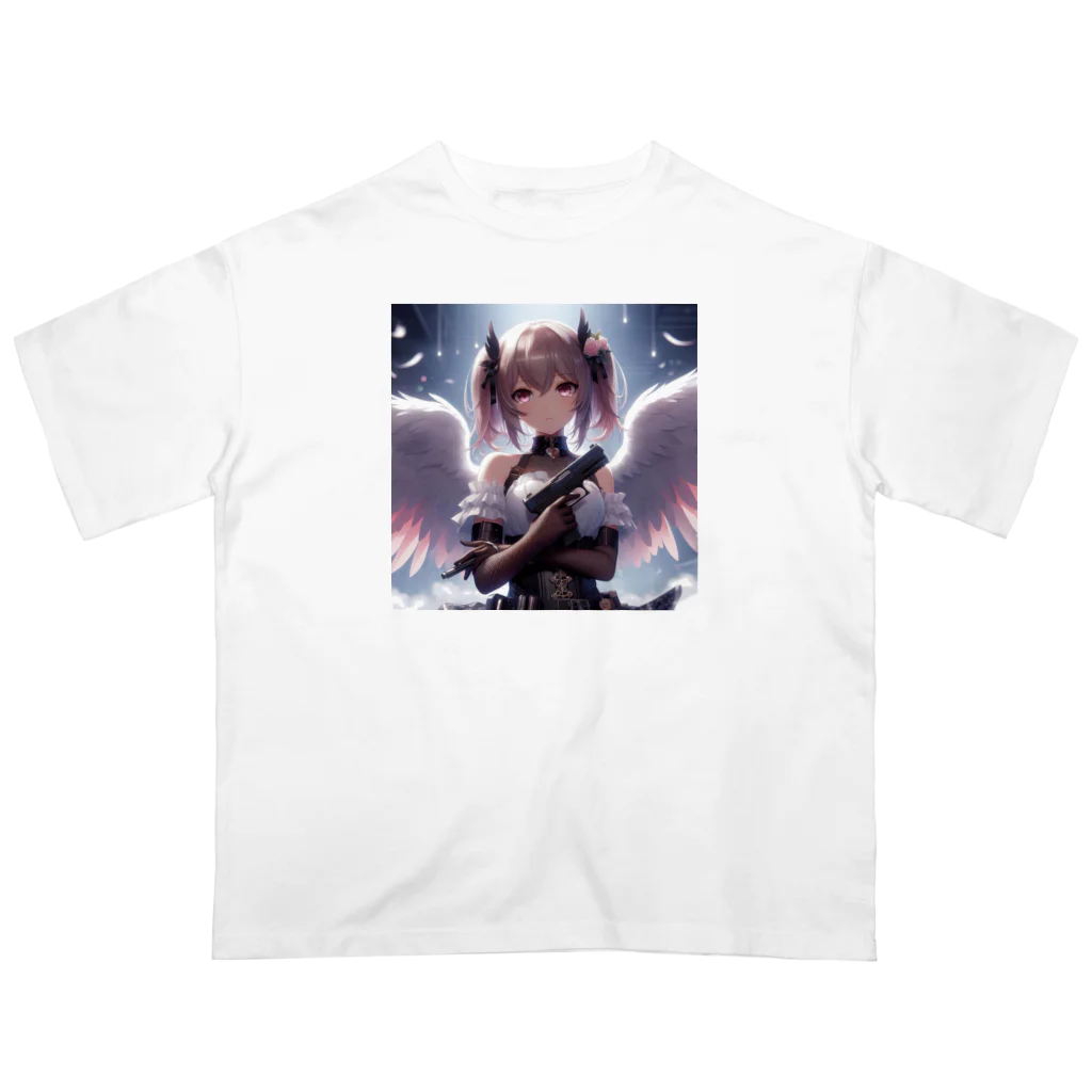 WakuWakustoreの堕天使少女ハンドガン オーバーサイズTシャツ