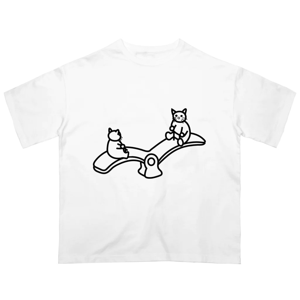 eugorameniwaの猫のシーソー オーバーサイズTシャツ