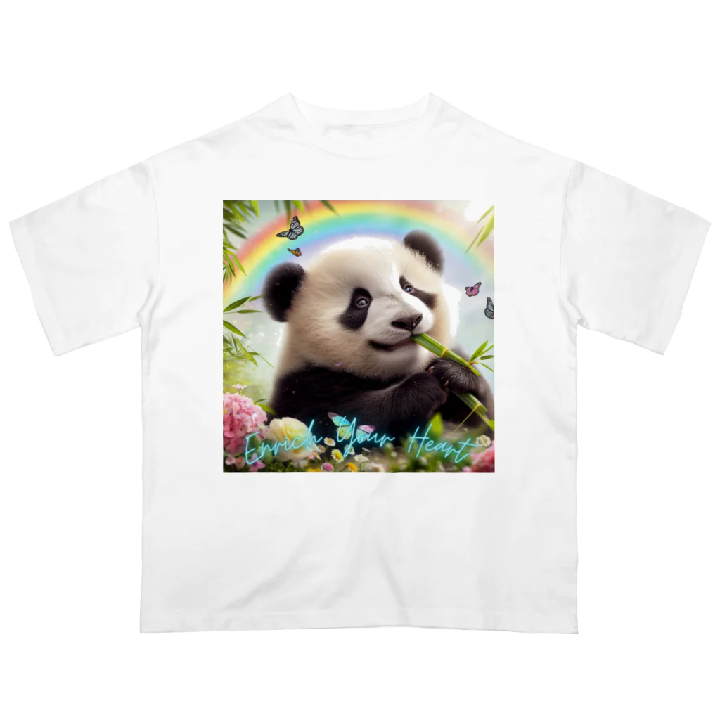 FUJISHIKAのPANDA ENRICH YOUR HEART オーバーサイズTシャツ