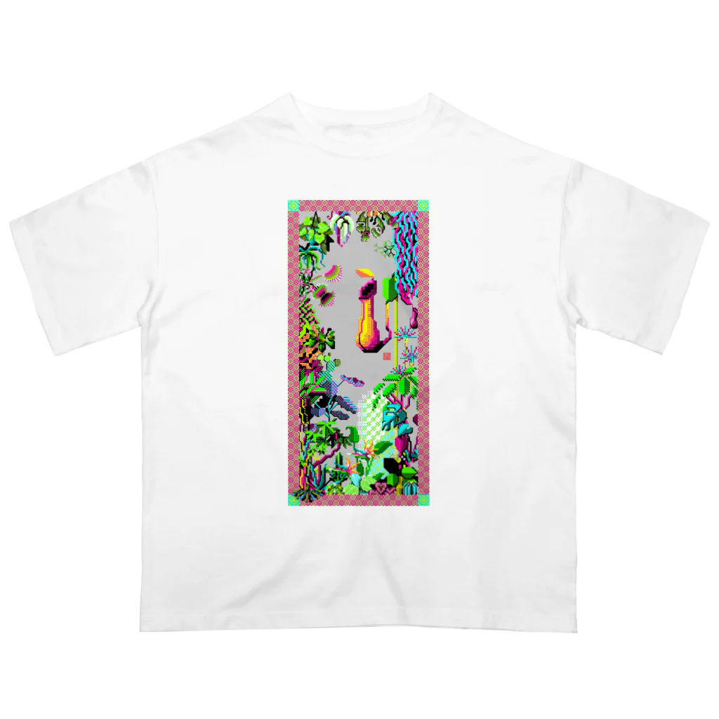 正座ちゃんのドット絵ショップの『熱帯植物図』 Oversized T-Shirt