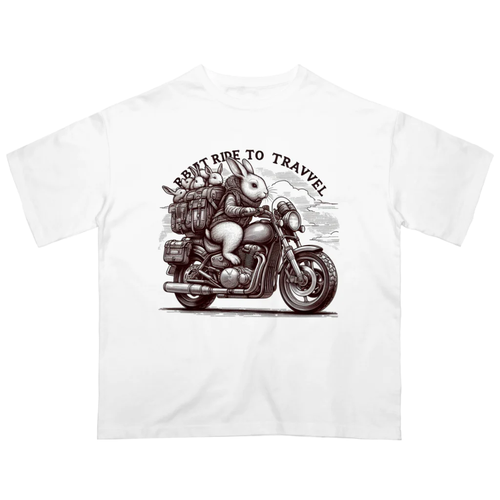 miyasaku102のバイク旅のウサギ Oversized T-Shirt